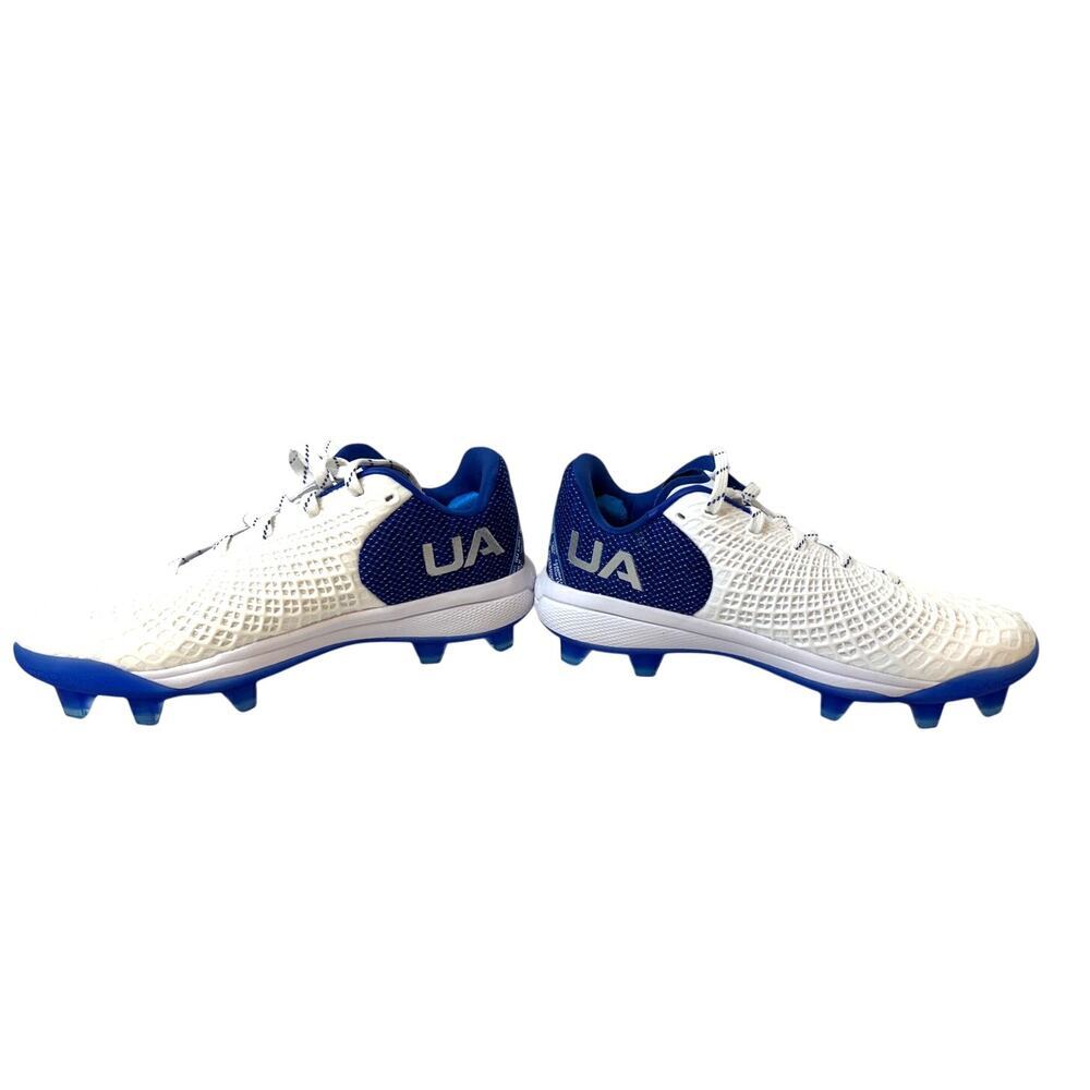 Under Armour Baseball Cleats Men's 9.5 White Blue Leadoff Low RM Molded Rubber N
